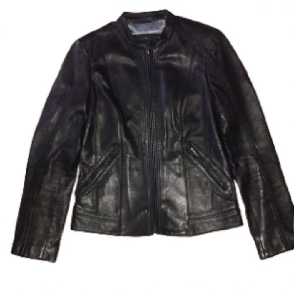 Calvin Klein black leather jacket NWOT size S